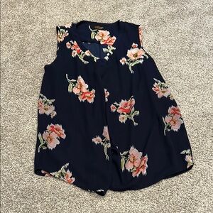 Renee C. Blue and Pink Floral Relaxed Blouse